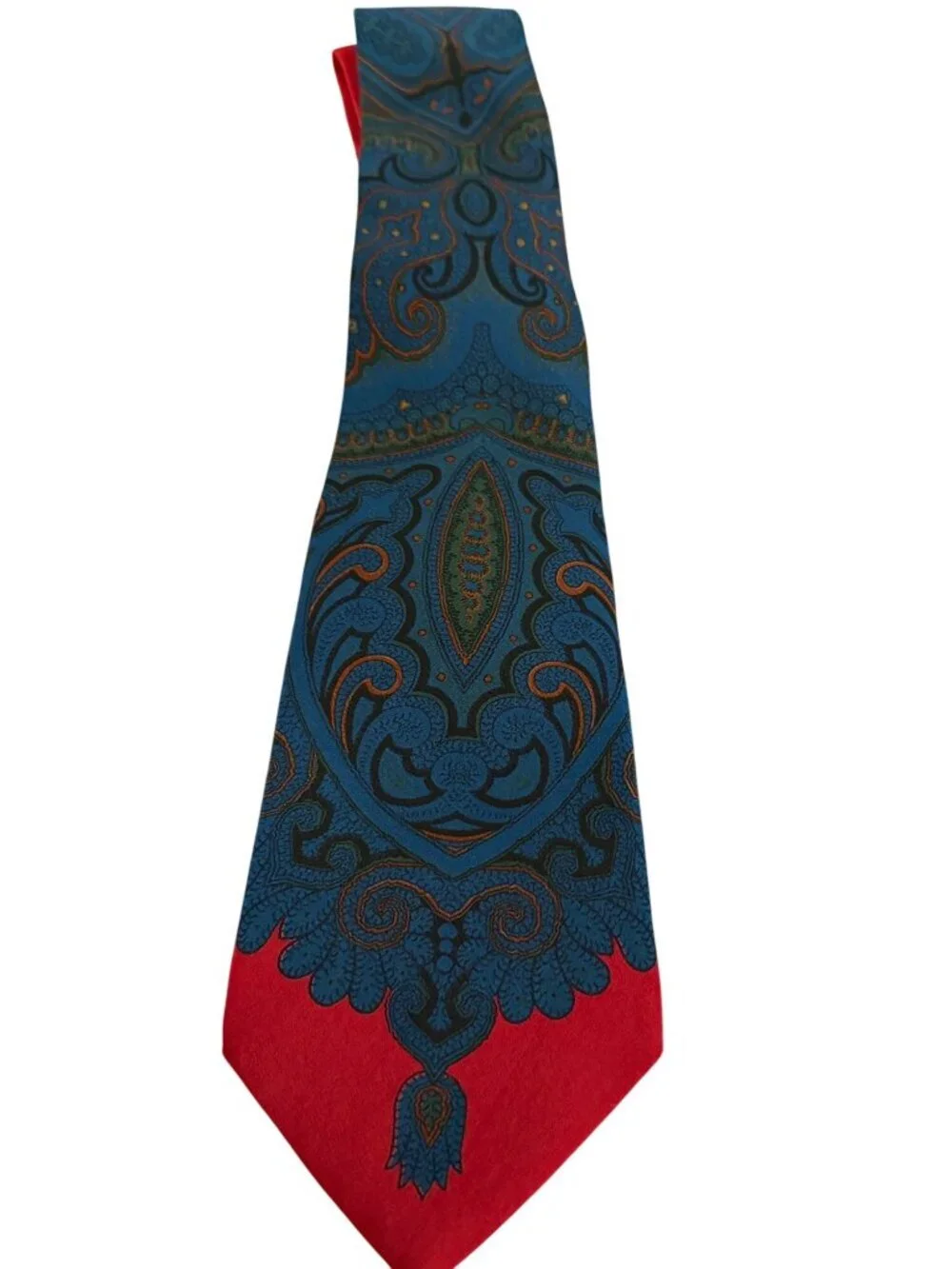 Polo Ralph Lauren Mens Tie Silk Two-tone Paisley Pattern OS Pointed-end Vintage